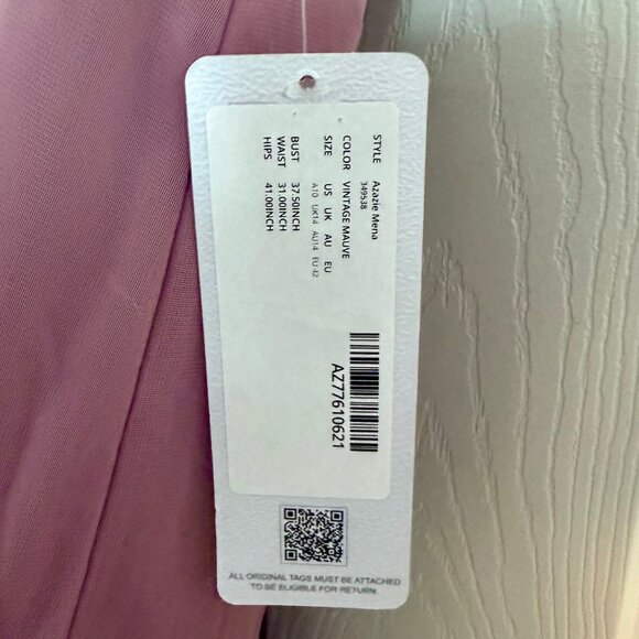 NWT Azazie Mena Vintage Mauve Bridesmaid Dress Cocktail Gown Wedding Guest Blush - Picture 7 of 8